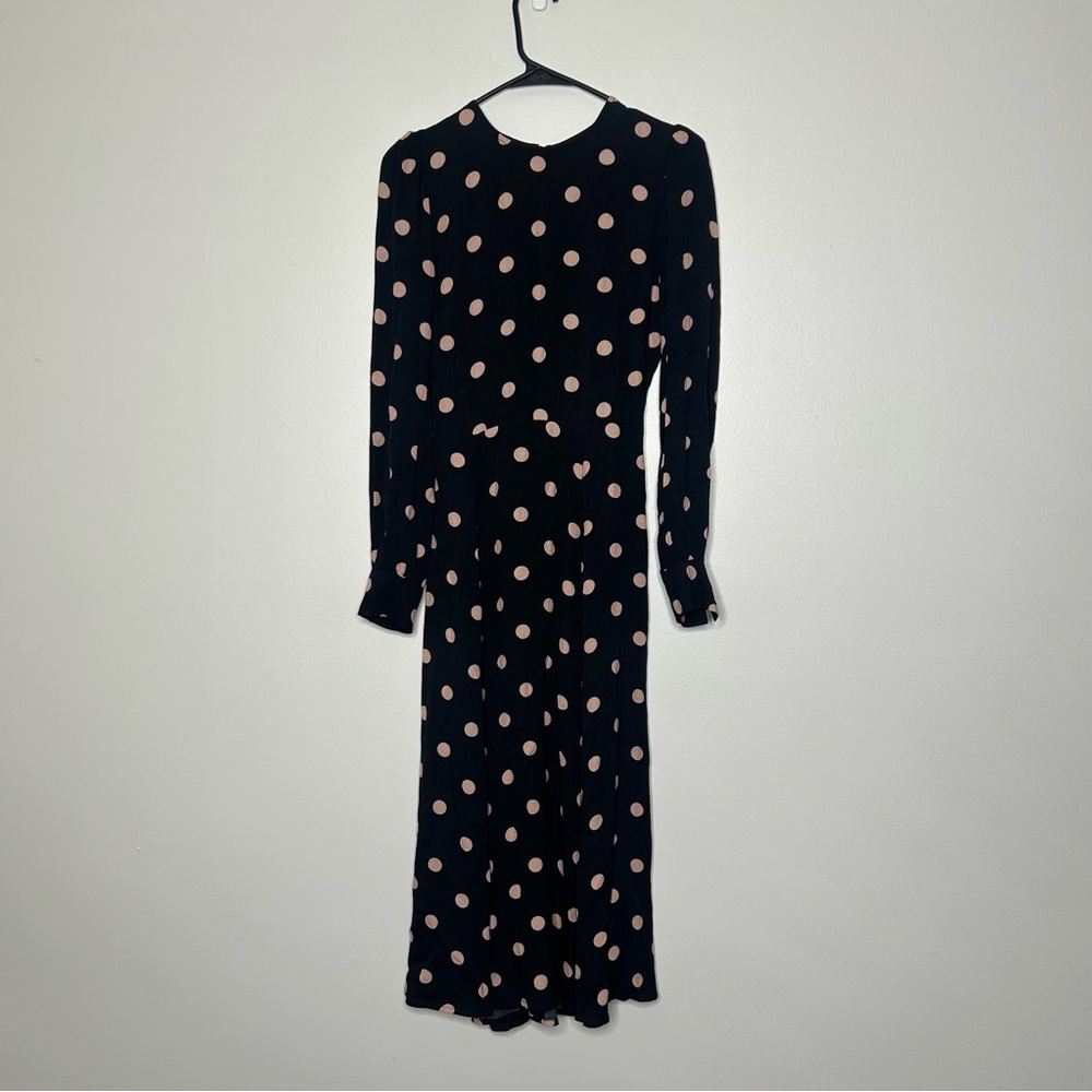 Reformation Black and Pink Polka Dot Long Sleeve Dress - Picture 3 of 9